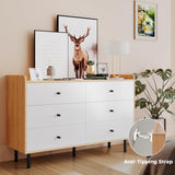 Dresser for Bedroom with 6 Drawers and Metal Handle,Sturdy Frame Modern