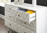 Home Décor Sheerah Six Drawer Geo Texture White Dresser, Gold