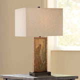 Yukon Industrial Rustic Table Lamp 30" Tall Natural Slate Stone Beige Rectangular Box Shade for Bedroom Living Room