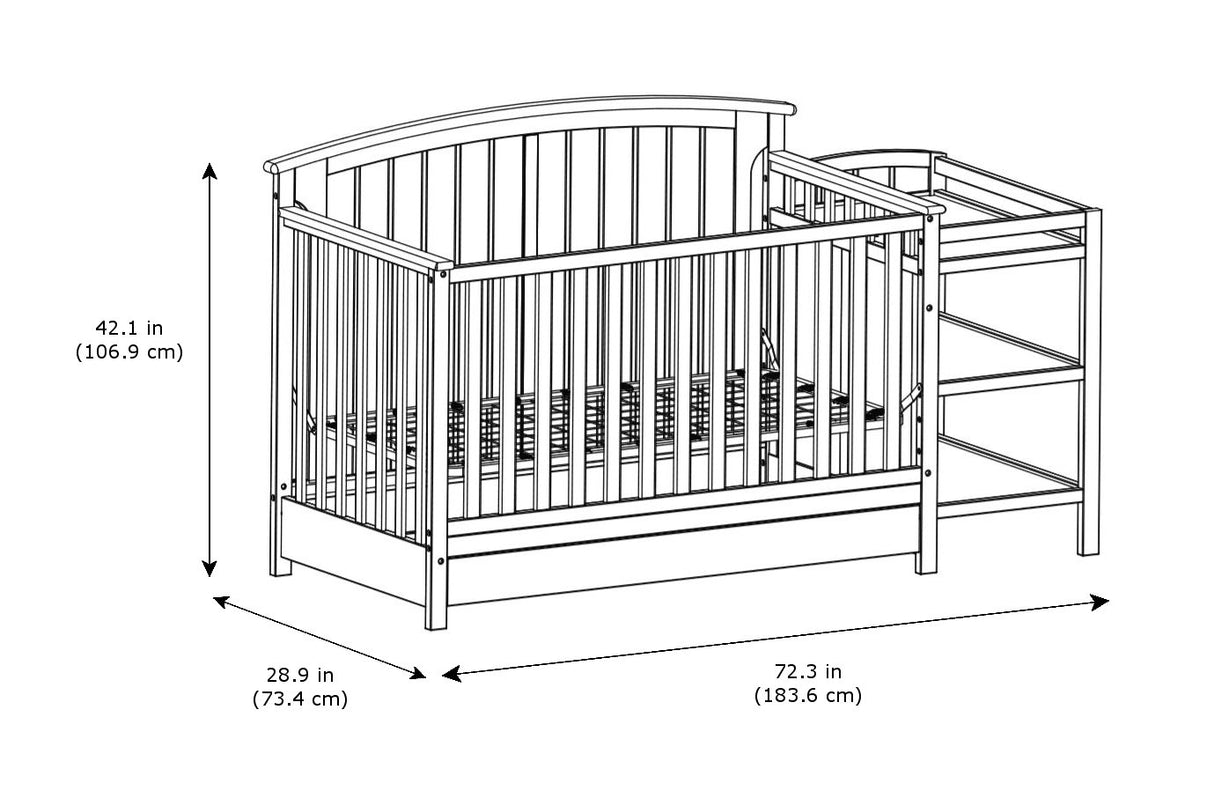 5-in-1 Convertible Crib and Changer with Drawer (White) – GREENGUARD Gold Certified, Crib and Changing Table Combo with Drawer, Converts to Toddler Bed, Daybed and Full-Size Bed