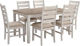 Caitbrook Rustic 7 Piece Dining Set, Include Table and 6 Chairs, Gray