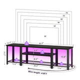 Industrial Metal TV Stand with RGB LED Lights & Power Outlets