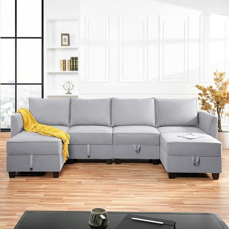 Modular 4 Piece Sofa for Living Room with Extendable Design & Soft Comfortable Seating