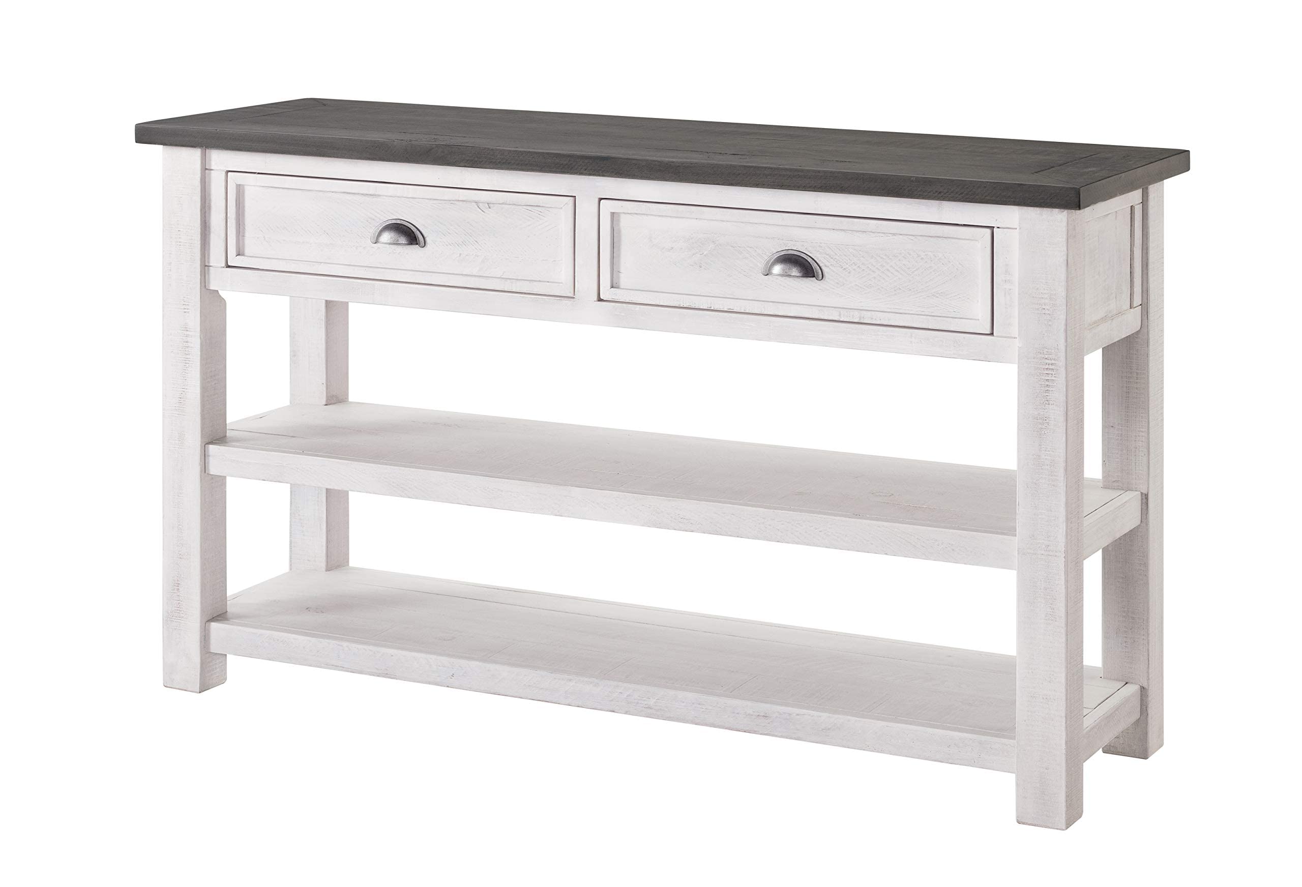 Monterey Solid Wood Sofa Console Table White with Grey Top