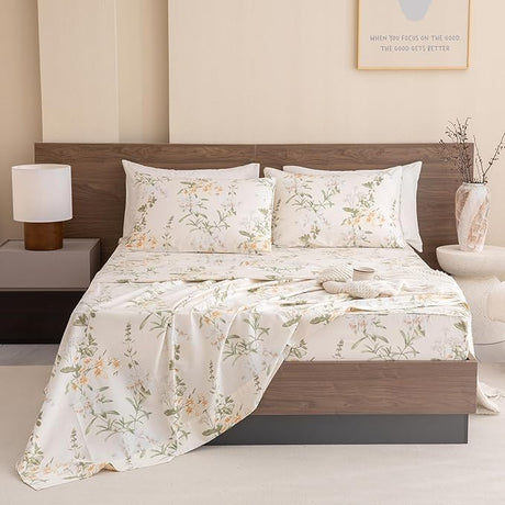 Floral Bedding Sheets King Size 100% Egyptian Cotton Sheet Graceful Green