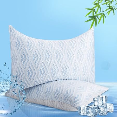 Memory Foam Pillows Queen Size Set of 2, Adjustable Cooling Pillow for Side