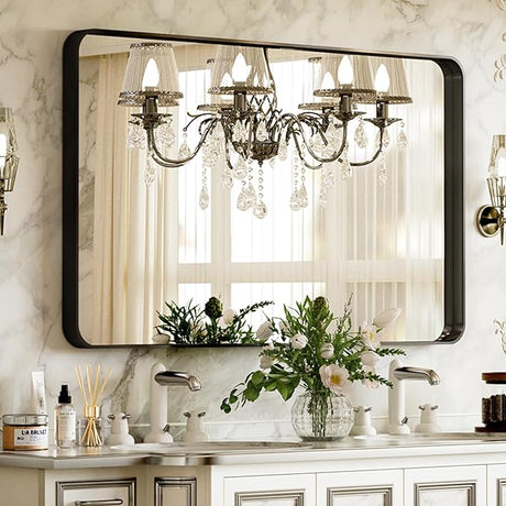 Bathroom Mirror 24x32 inch, Silver Gorgeous Deep Frame Wall Mirror,