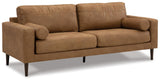 Telora Modern Faux Leather Sofa with 2 Bolster Pillows, Dark Brown