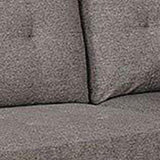 Benjara Fabric Sectional Sofa with Tufted Box Cushion Seat and Fixed Back, Gray