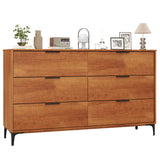LOKO Mid Century Modern 6-Drawer Dresser, Wooden Chest of Drawers with Interlock System, Tall Storage Dresser for Bedroom, Living Room, Hallway, Cherry