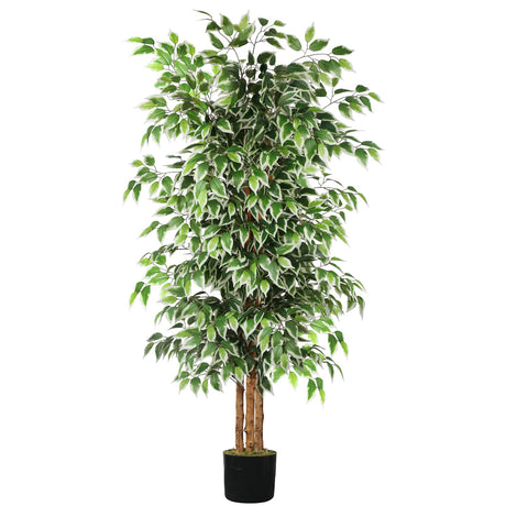 6ft Artificial Tree Ficus, Tall Faux Trees Indoor with Natural Trunk