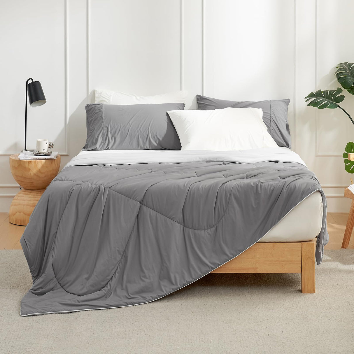 Cooling Pillowcases Light Gray 20 * 30” and Cooling Comforter Dark Gray