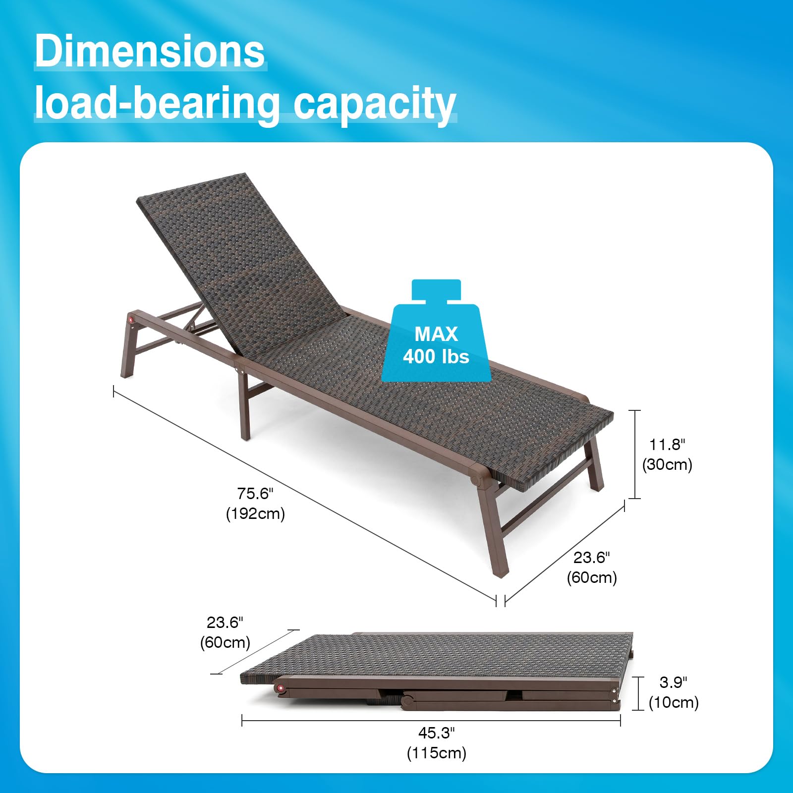 Outdoor Chaise Lounge Set of 2, Assemble-Free Aluminum Lounge Chairs