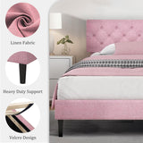 King Size Bed Frame and Headboard, Upholstered Bed Frame King Linen Fabric