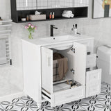 36" Bathroom Vanity with Sink, Painted Surface Solid Wood Frame Bathroom Storage