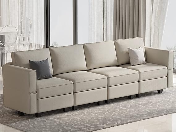 Modular Sectional Sofa with Double Chaise Velvet U Shaped Sofa Reversible Sectional Couch