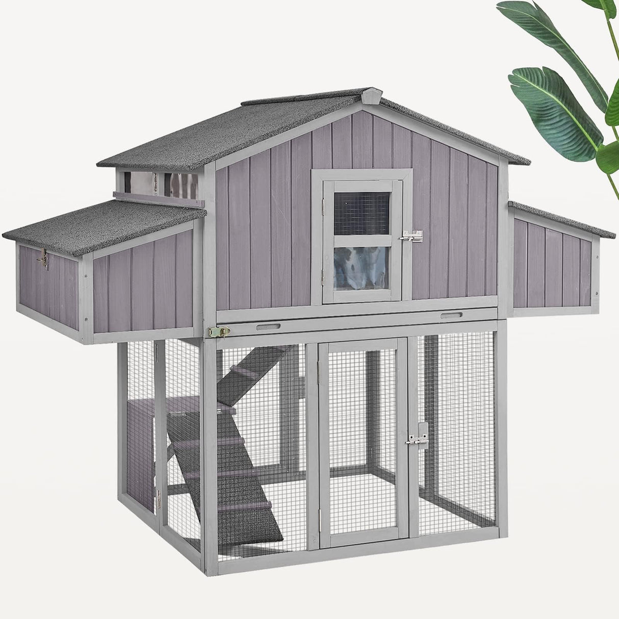 MEDEHOO Large Chicken Coop Folding Design Easy to Set Up Portable Chicken House for Outdoor with Two Nesting Box, Leakproof Pull-on Tray, and UV-Resistant Roof Panel