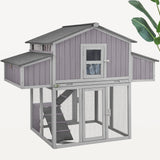 MEDEHOO Large Chicken Coop Folding Design Easy to Set Up Portable Chicken House for Outdoor with Two Nesting Box, Leakproof Pull-on Tray, and UV-Resistant Roof Panel