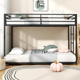 Twin Over Twin Bunk Bed, Metal Low Profile Bunkbeds with Full-Length Guardrail and Ladder