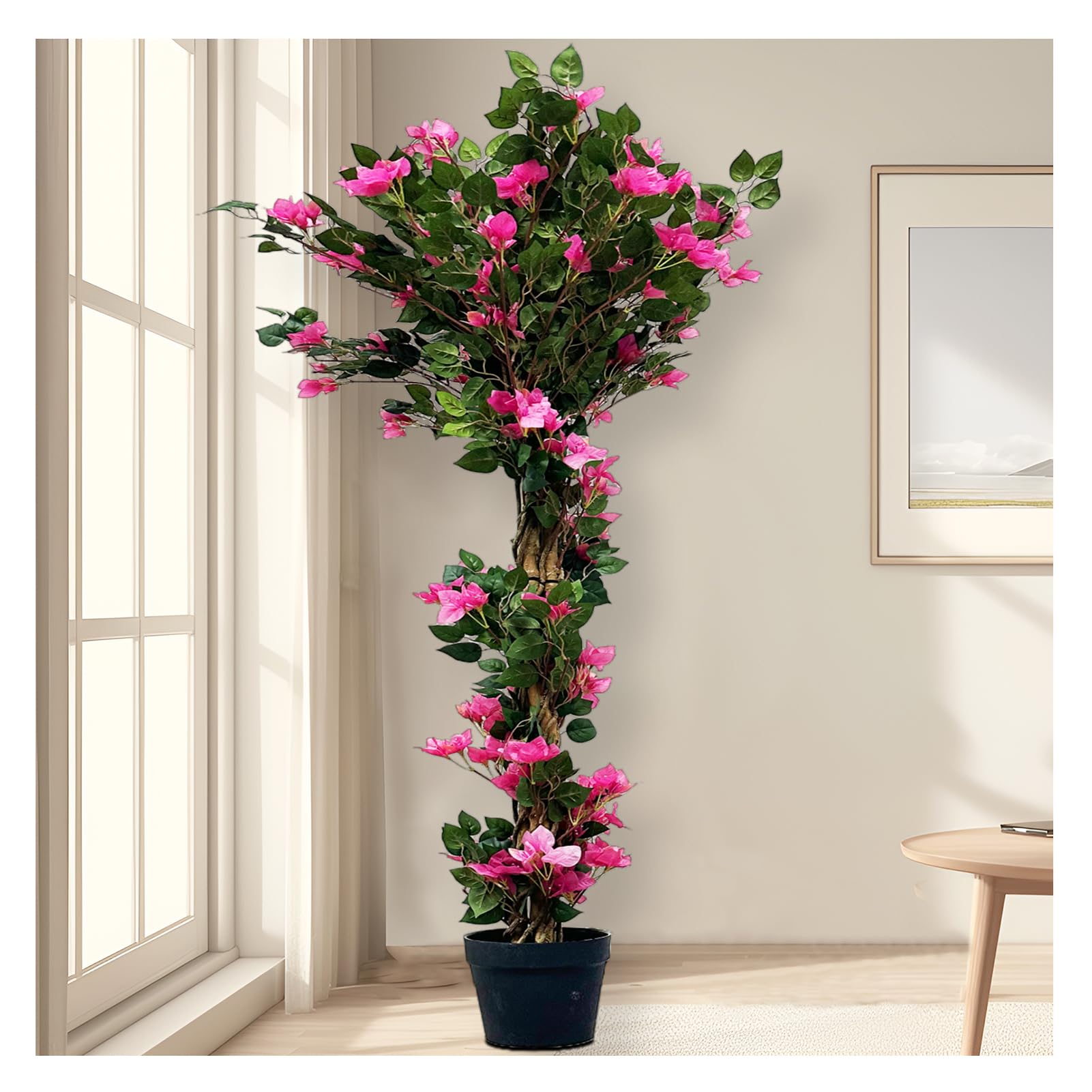 5.5 Feet Artificial Bougainvillea Tree Indoors Outdoors, Faux Flower Tree, Fake Blooming