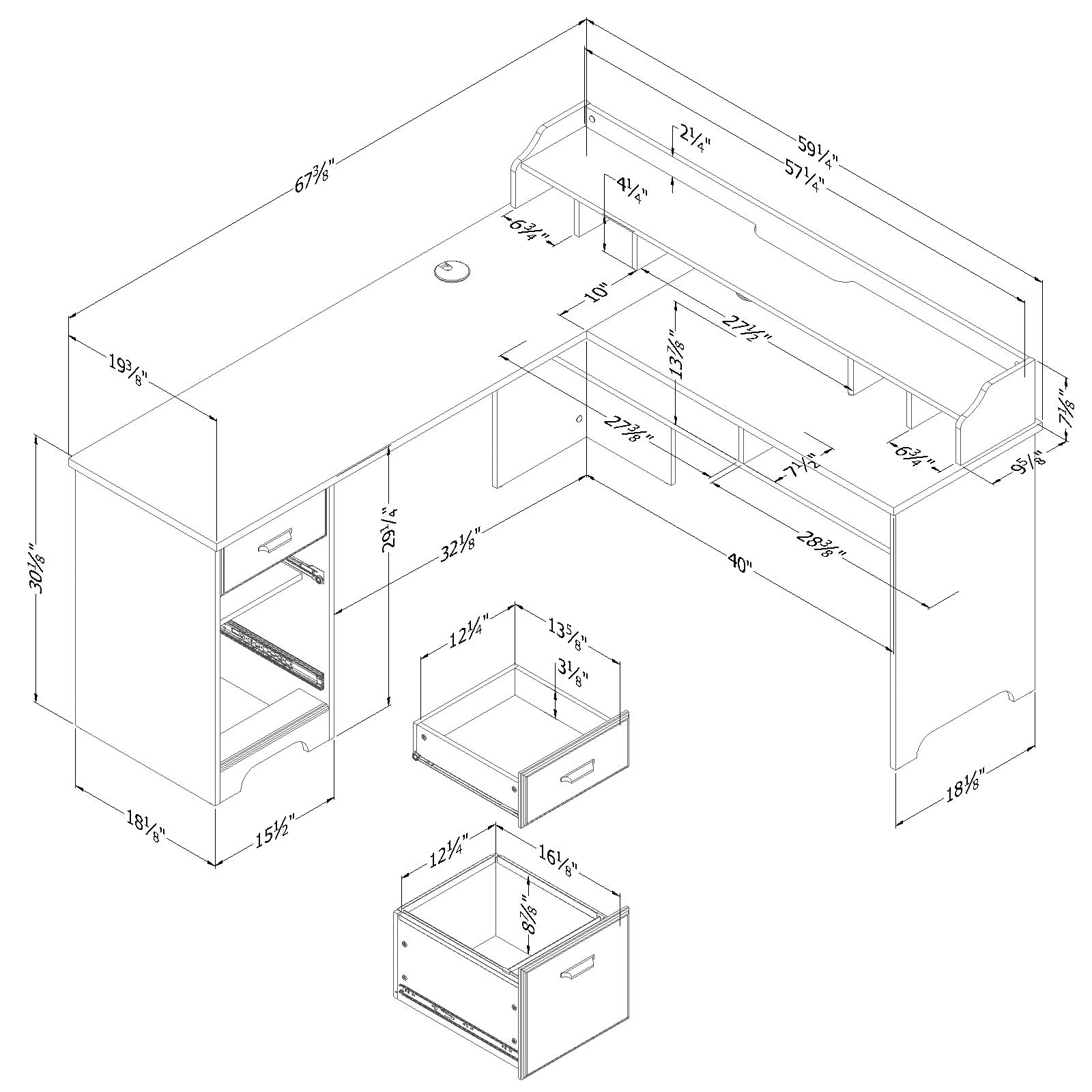 Versa L-Shaped Desk, Gray Maple