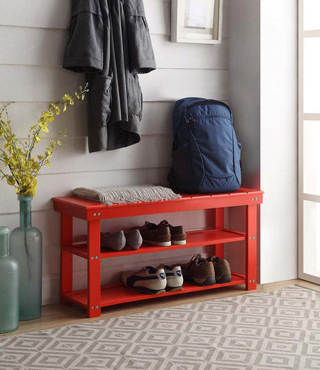 Oxford Utility Mudroom Bench, Red