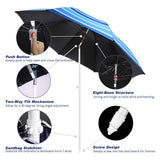 Beach Umbrella Level 7 Wind Resistance Design, Sand Anchor, Sand Bag