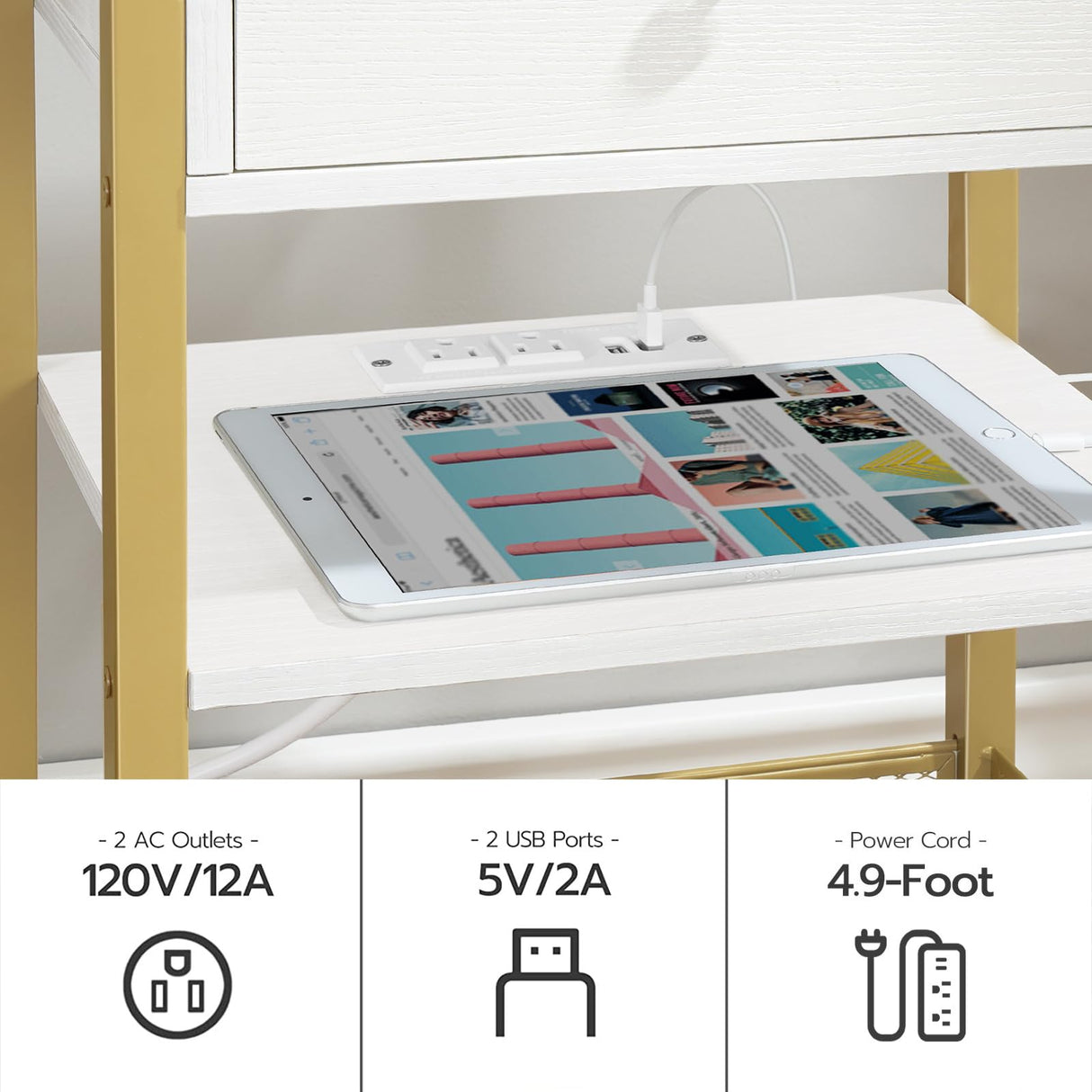 Nightstand with Charging Station and Side Table Bundle