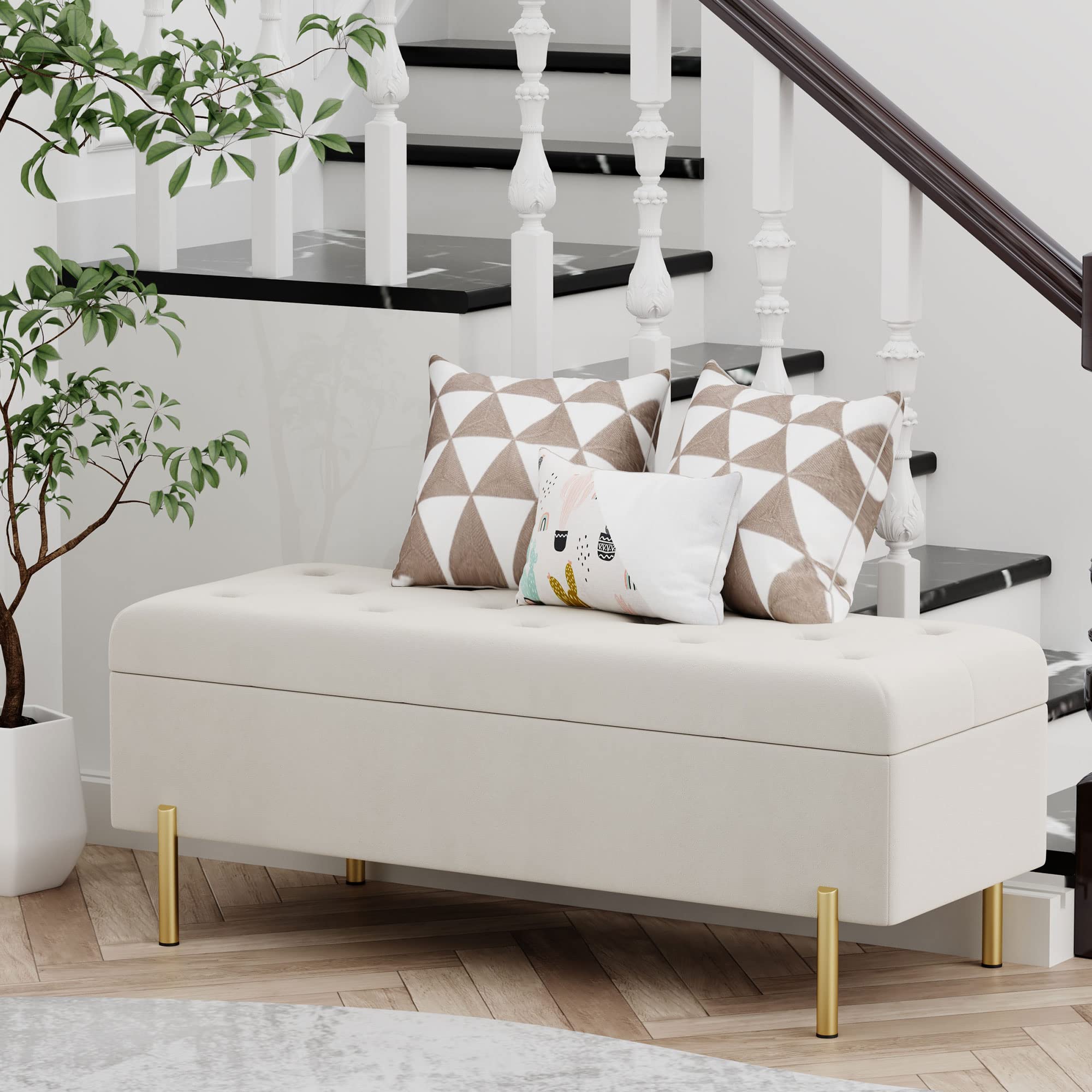 Velvet Storage Bench, Modern Bedroom Bench