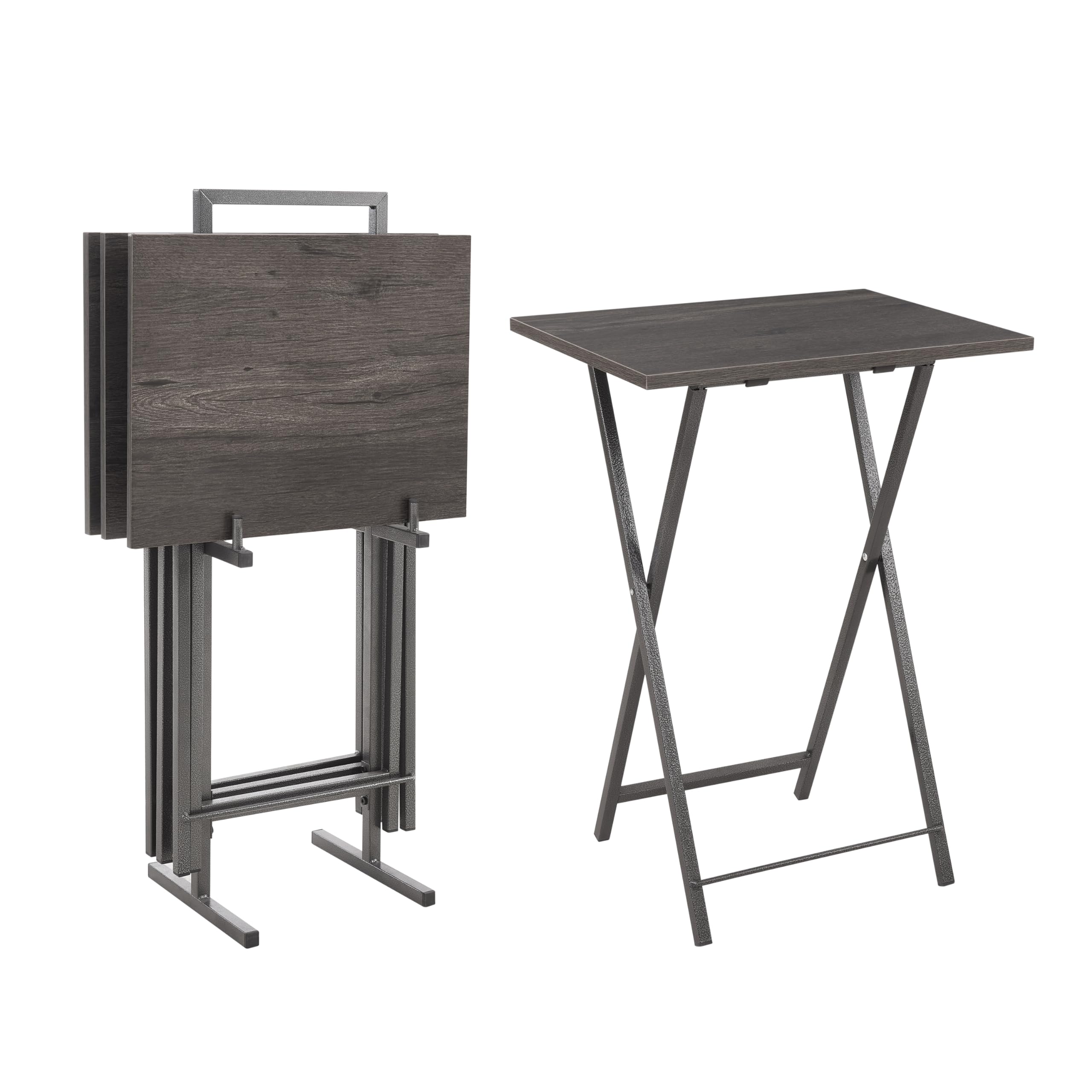 RusticX Industrial Folding Tray Table Set – TV Dinner Tables for Compact Living