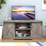 TV Stand, Storage Cabinet with Sliding Barn Doors and Adjustable Shelves, Modern 28”H,