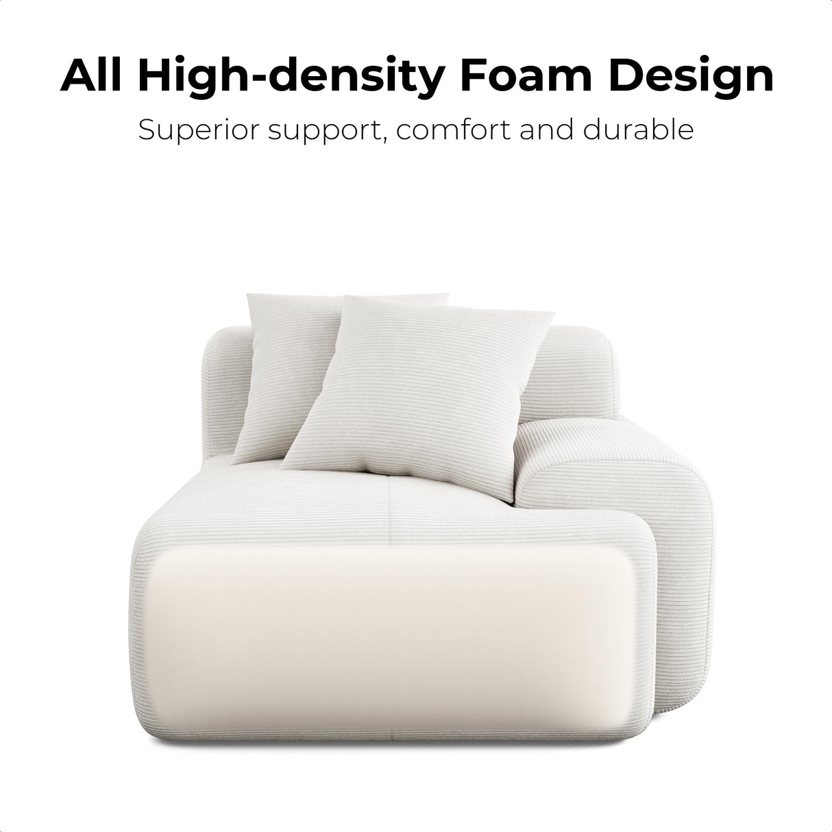 " L-Shaped Modular Sectional Sofa Couch for Living Room, Oversized Modern 3-Seater Couches with Deep Seat, Movable Ottoman, No Assembly, DIY Combination, Corduroy, Beige