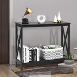 Console Table 2-Tier with Storage Shelf,X-Design Bookshelf Narrow Accent Table