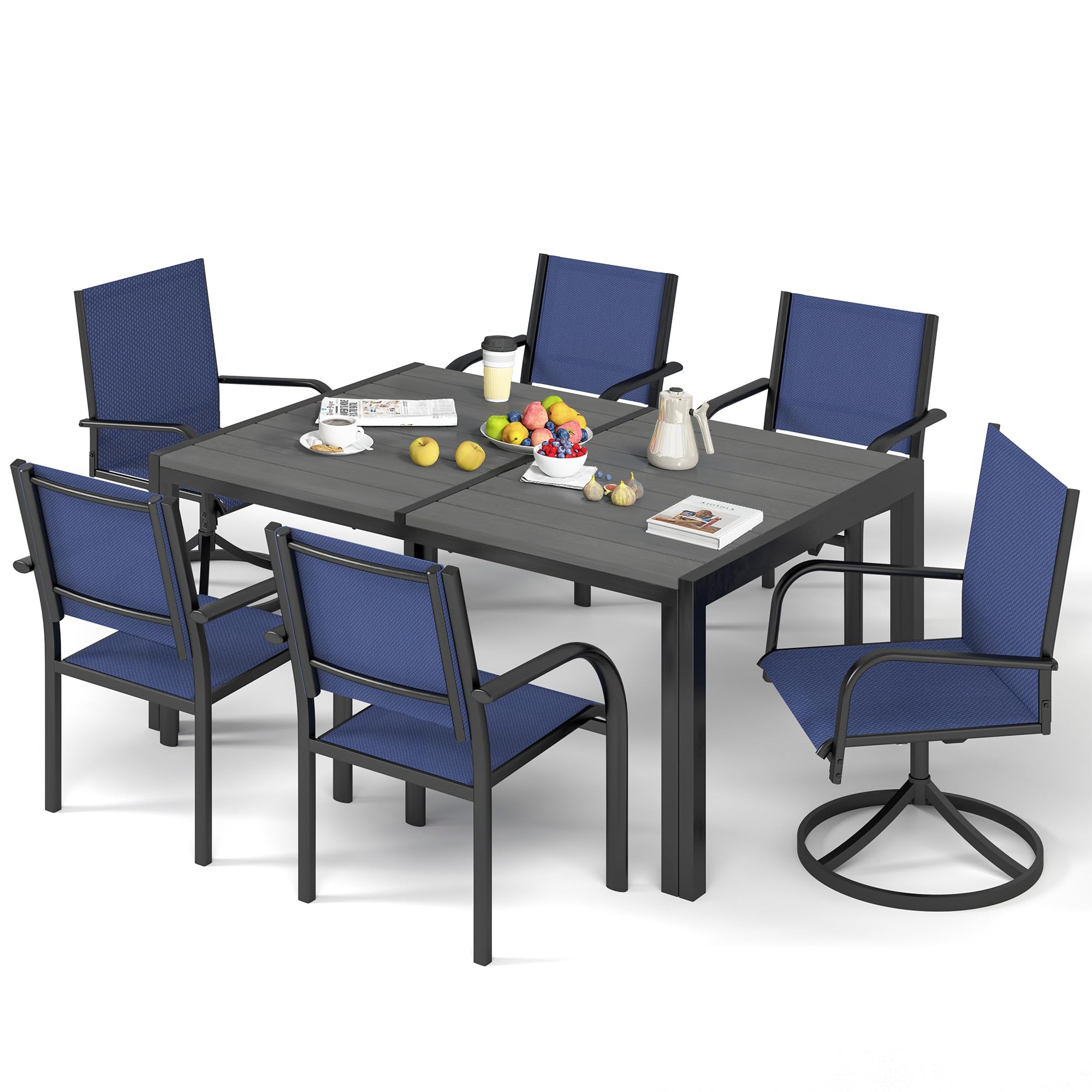 7-Piece Outdoor Dining Set, Patio Table and Chairs Set for6