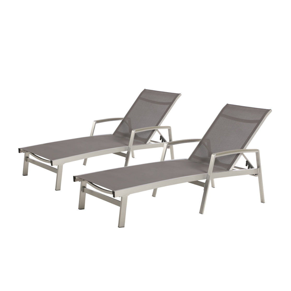 Joy Outdoor Mesh and Aluminum Chaise Lounge (Set of 2), Gray