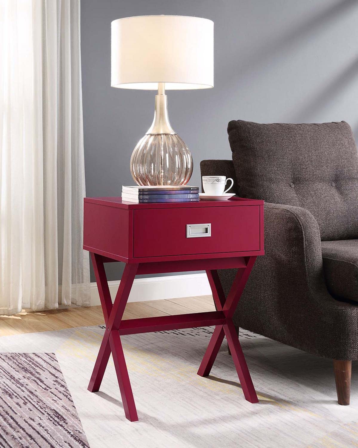 Designs2Go Landon End Table, Cranberry Red