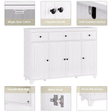 Buffet Cabinet White Sideboard Storage Cabinet with 3 Drawers & 4 Doors Adjustable Shelves