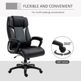 Vinsetto Ergonomic High Back Executive Office Chair with Padded Armrests, Adjustable Height PU Leather Computer Desk Chair with Breathable Mesh Backrest, 360° Swivel, Rocking Feature, Wheels