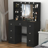 Desk with Mirror and Lights, 31.5" W Vanity Desk with 5 Drawers, 3 Lighting Modes