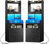 Nightstands Set of 2 with Charging Station