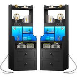 Nightstands Set of 2 with Charging Station