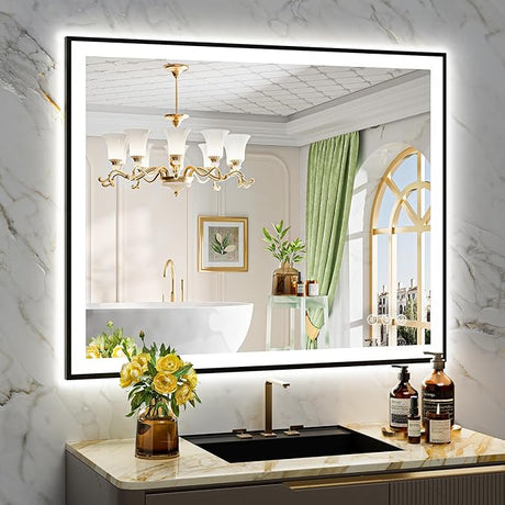 48x36 Inch LED Bathroom Mirror with Lights Front and Backlit Lighted Vanity Mirror for