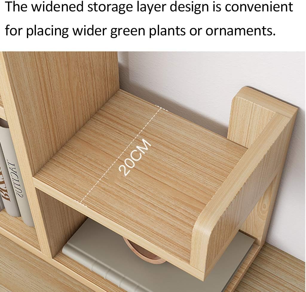 Shelves Kitchen Storage Shelf Simple Student Desktop Bookshelf Multifunctional Storage Shelf Home Living Room Bookshelf Cabinets (Color : Wood Color, Size : 58 * 20 * 55cm)