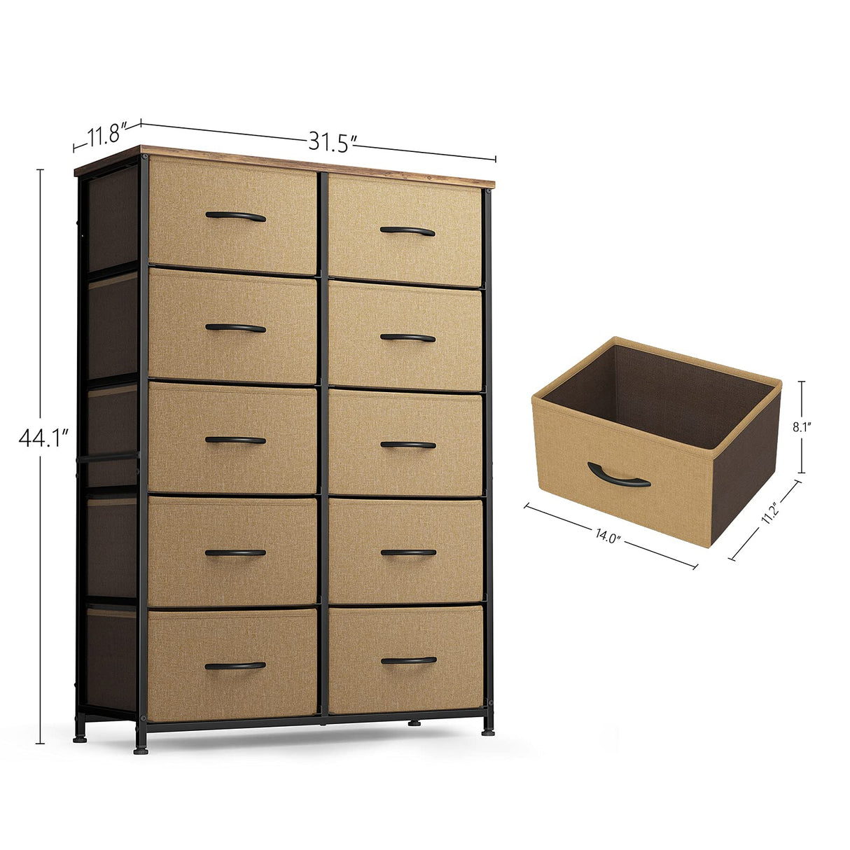 Dresser Organizer, Chest of Drawers-Dresser for Bedroom, Hallway, Entryway, Closets,