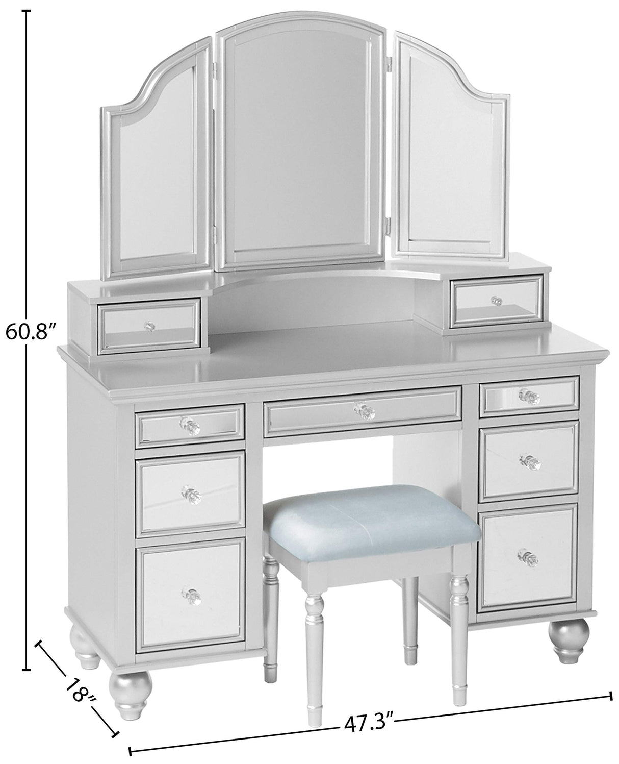 Tracy Silver Vanity with Stool