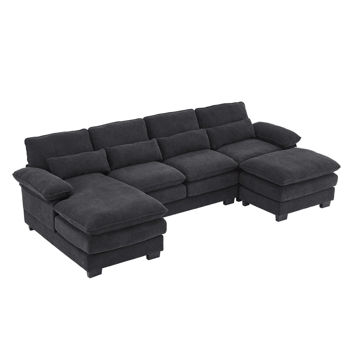 U Shape Sectional Sofa Cloud Couch for Living Room, Modern Chenille Comfy Modular Sofa,