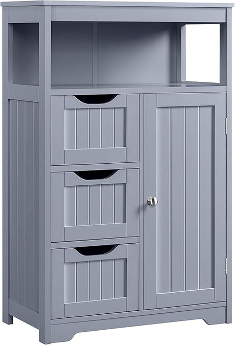 Bathroom Floor Cabinet, Free Standing Wooden Storage Organizer Multiple Tiers Storage