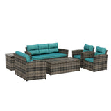 6-Piece Outdoor Furniture Conversation Sofa Set PE Rattan Wicker