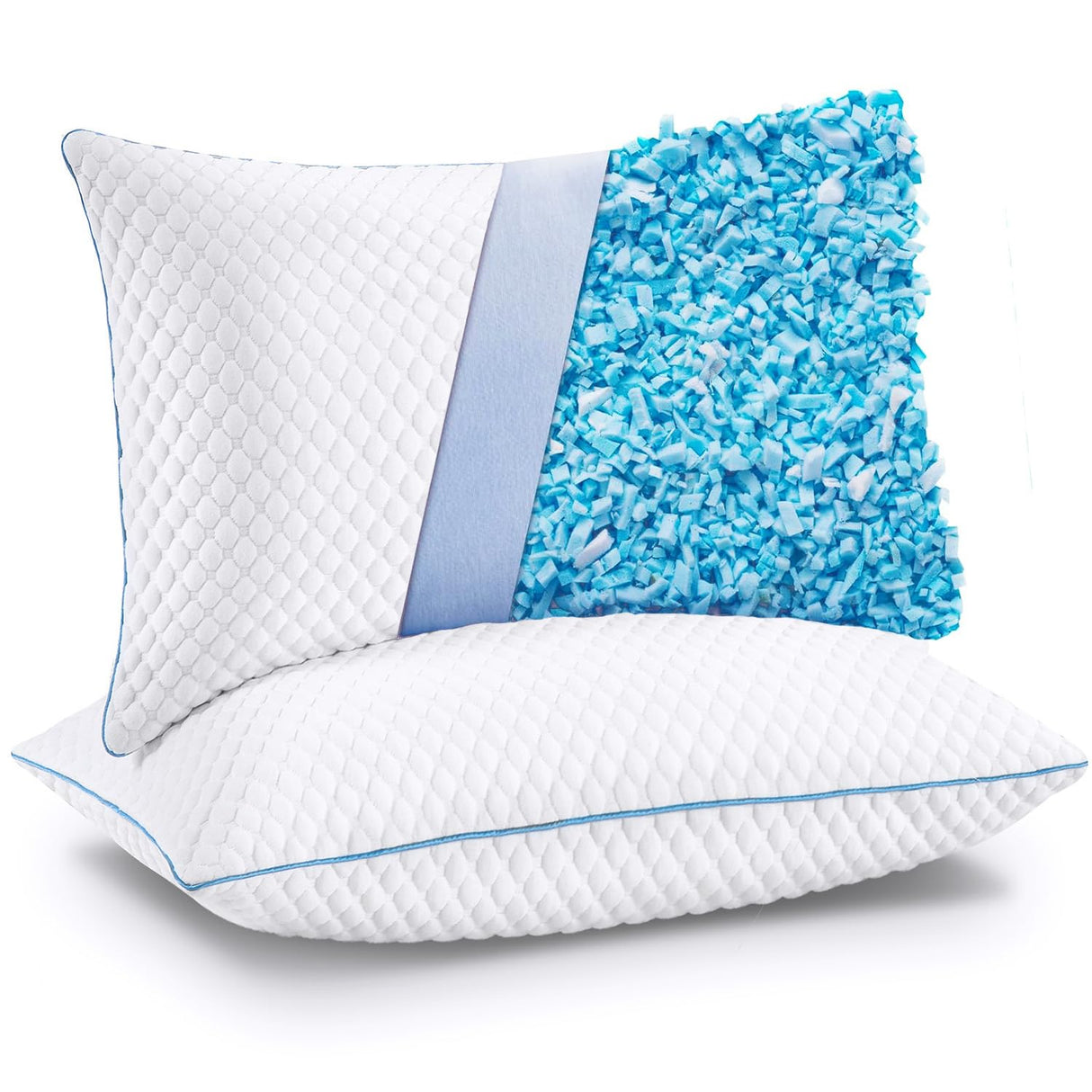 Cooling Bed Pillows Queen Size Set of 2, Shredded Memory Foam Pillows Cool Cold Pillow