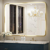 36x24 Inch LED Bathroom Mirror with Lights, Black Metal Frame Mirror